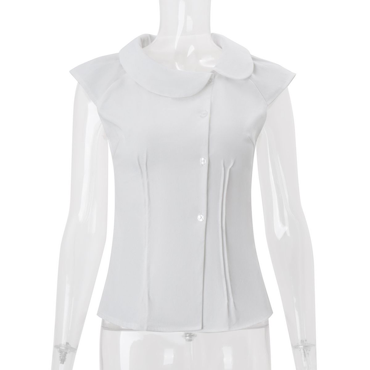 Women's New Fashion Temperament Round Neck Pullover Slim-fitting Versatile Small Flying Sleeve Top_ecoleips.com