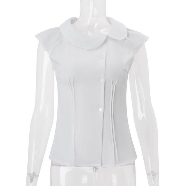 Women's New Fashion Temperament Round Neck Pullover Slim-fitting Versatile Small Flying Sleeve Top_ecoleips.com