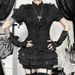 Dark Gothic Ruffled Lace Jacquard Textured Shirt Stand Collar Slimming Waist Hot Girl New Stand Collar_ecoleips.com