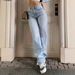 Light Blue High Waisted Straight Leg Jeans Washed Slimming Versatile Simple Denim Trousers for Women Factory Direct Wholesale_ecoleips.com