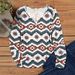 Standard Autumn Full-Width Geometric Pattern Printed Casual Versatile T-Shirt E-Commerce One_ecoleips.com