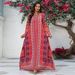 Bohemian Printed Kaftan Dress – Flowy Long Sleeve Beach Cover-Up With Ethnic Patterns | Middle Eastern & Festival Fashion (Multi-Color) – S/M/L/Xl/Xxl_ecoleips.com