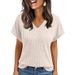 2025 European And American Cross-border Summer Tops For Women, Short-sleeved Casual V-neck Pullover T-shirt_ecoleips.com