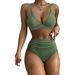 high waist bikini, mesh stitching sexy backless pleated swimsuit_ecoleips.com