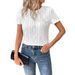 Women's Casual round Neck Top European American Style Summer New plus Size Loose Short Sleeved Hollow Jacquard_ecoleips.com