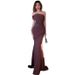 Women Strapless Tube Top Dress One Shoulder Sheer Decorated Corset Mermaid Hem Bodycon Cocktail Party Dress_ecoleips.com