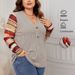 "Plus Size V-Neck Striped Patchwork Blouse – Stylish Long-Sleeve Shirt For Women (1XL-4XL)"_ecoleips.com