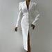 Women’s Clothing New Hollow Waist Design High End Suit Dress Temperament Commuting Single Breasted Long Sleeved Hip Skirt_ecoleips.com