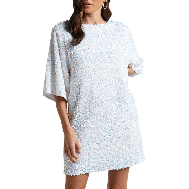 Women's Clothing New Autumn/winter Velvet Sequined Fashionable And Elegant Back V Neck Open Back Short Sleeved Dress_ecoleips.com