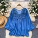 Elegant Royal Style Blouse for Women Lantern Sleeve Long Top Sheer Hollow Embroidery Chic Autumn Wear Mature Fashion_ecoleips.com