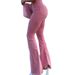 Women's Clothing New Fashion High Waist Slim Street Style Pink Hip Flared Casual Jeans_ecoleips.com