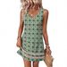 2026 Bohemian V-Neck Sleeveless Tank Printed Loose A-Line Short Dress Vacation Style Casual Women's Clothing_ecoleips.com