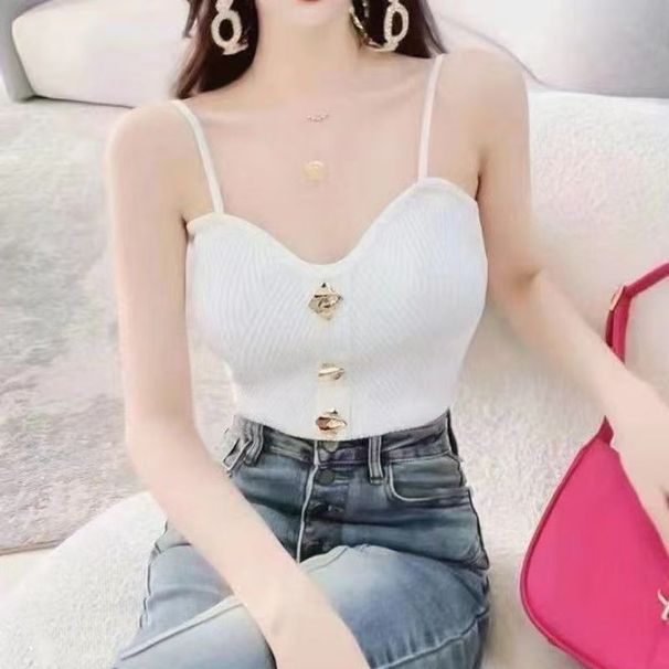 2023 Summer New High-End Chic Knitted Strapless Tank For Outerwear, Sleeveless Short Top With Beautiful Back Design_ecoleips.com