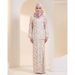 Elegant Muslim Women's 3D Floral Print Dress Set Long Sleeve Modest Abaya And Skirt Comfortable Polyester Blend Fabric_ecoleips.com