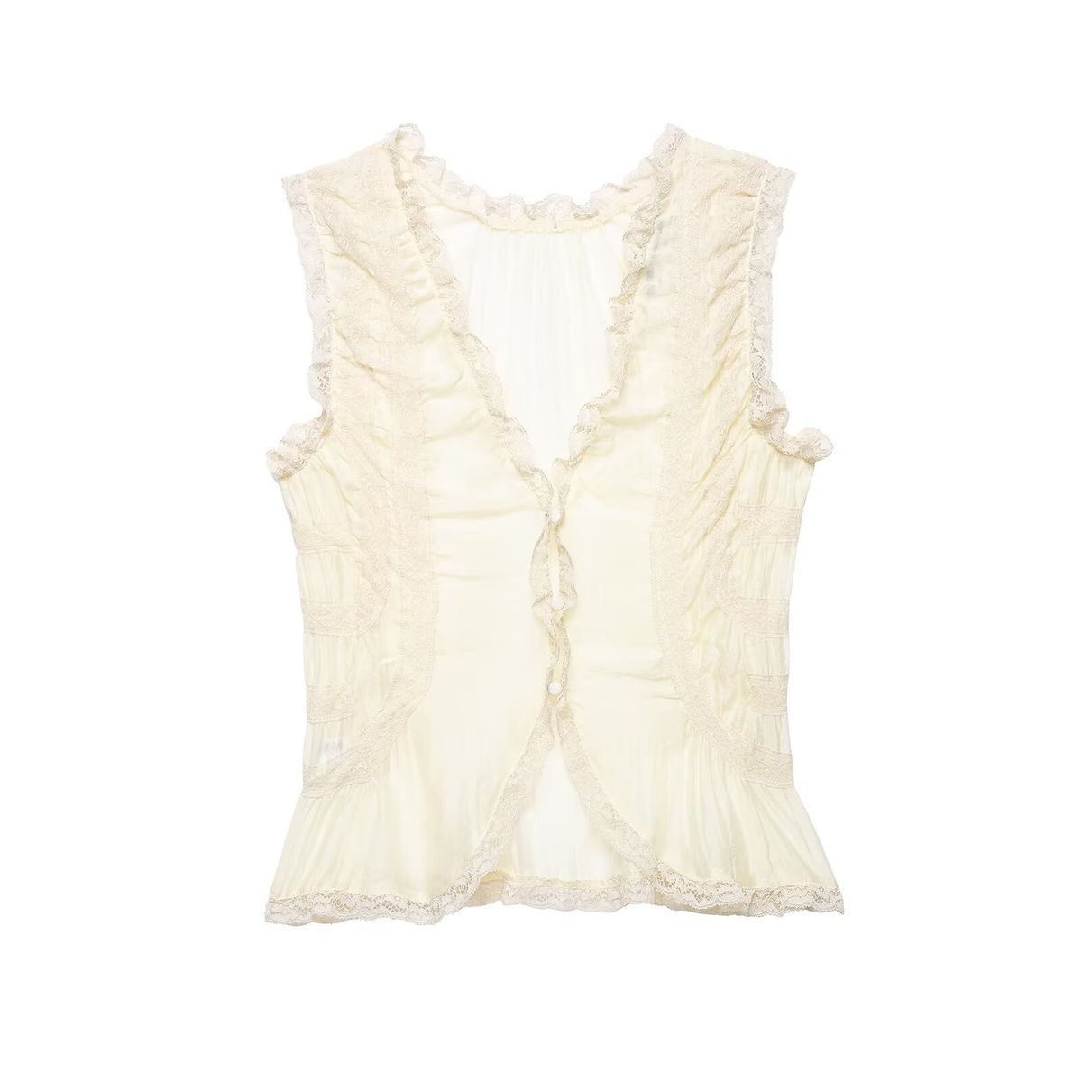 Women's Clothing Lace Button-Up Shirt Casual Fashion American Style Polyester Cotton Tees For Summer_ecoleips.com