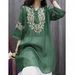 2026 Spring/Summer Vintage Cotton-Linen Heavy-Duty Embroidered Literary Versatile Top, Loose And Chic Mid-Length Casual_ecoleips.com
