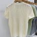 Women's Clothing Round Neck Heart Shaped Embroidery Hollow Knitted Niche Short Sleeved T Shirt Half Sleeved Top_ecoleips.com