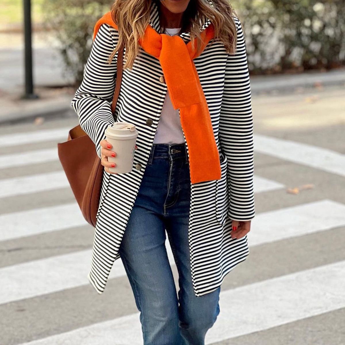DiYun 2024 Autumn/Winter New Elegant Striped Cardigan Hooded Knit Long Sleeve Jacket For Women_ecoleips.com