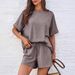 Summer Bestseller Women's Casual Set Oversized Short Sleeve T-Shirt Drawstring Shorts Sportswear_ecoleips.com