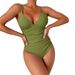 Women's Clothing Conservative One Piece Swimsuit Women's Deep V Solid Color Sexy Swimsuit With Chest Pad Tight Backless_ecoleips.com