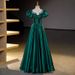Women's Clothing Emerald Green V-Neck Ball Gown With 3D Floral Appliques – Elegant Polyester Evening Dress For Galas, Vocal Recitals & Corporate_ecoleips.com