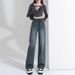 Straight-leg Jeans For Women 2025 New Spring And Autumn High-waisted Slimming Petite Design Wide-leg Pants_ecoleips.com