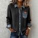 2026 New European American Style Knitted Patchwork Denim Shirt For Women, Autumn And Winter Fashion Versatile Long_ecoleips.com