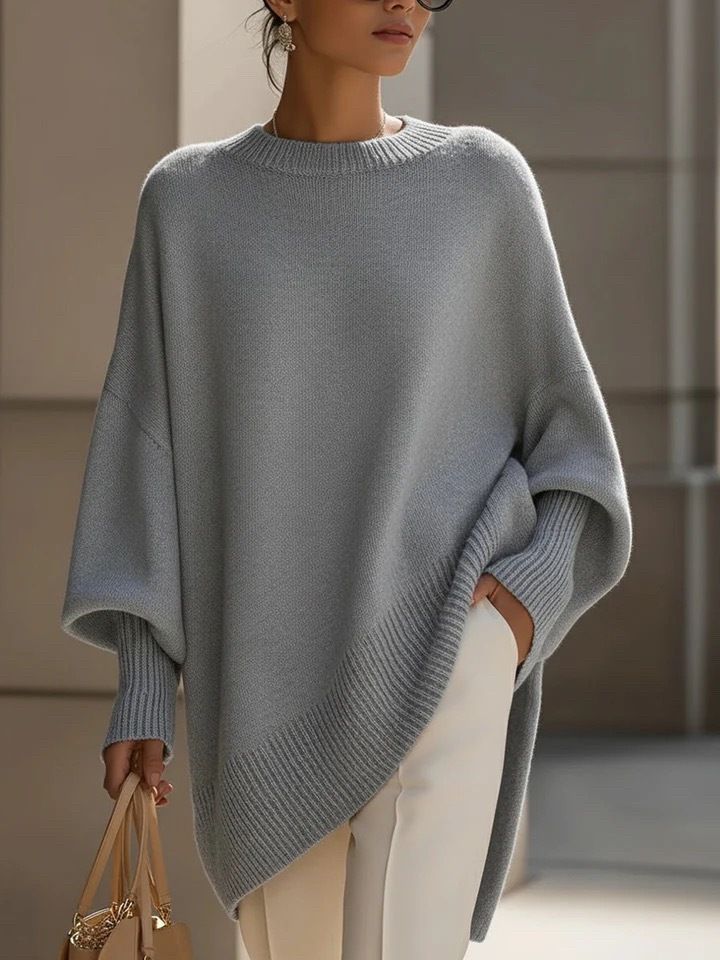Voya Women's New Autumn And Winter Round Neck Pullover Sweater With Loose And Lazy Style, Solid Color Women's Sweater With Multiple Colors To Choose From_ecoleips.com