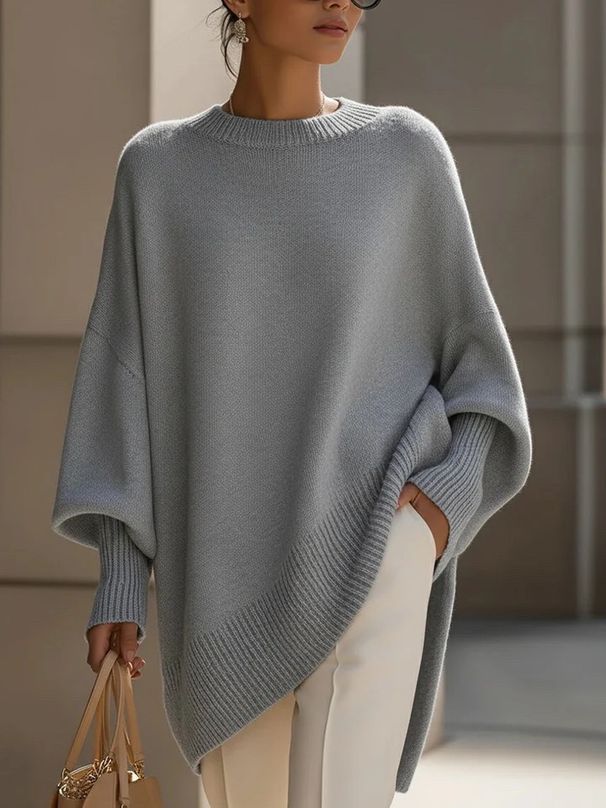 Voya Women's New Autumn And Winter Round Neck Pullover Sweater With Loose And Lazy Style, Solid Color Women's Sweater With Multiple Colors To Choose From_ecoleips.com