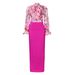 D323 Women's Fashion 2025 New Printed Tie Long Sleeve Shirt And Midi Skirt Two-Piece Set_ecoleips.com