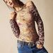 New Women's Off-Shoulder Printed T-Shirt Floral Design Fashionable Base Layer Or Outerwear Top_ecoleips.com