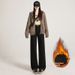 White Narrow Wide-leg Jeans Women, Fleece-lined, High-waisted, Slimming, New Autumn/winter 2025 Model, Straight Pants_ecoleips.com