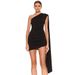 Summer Solid Color One Shoulder Bodycon Dress for Women European American Style Ruched Ribbon Slim Fit Elegant Wholesale 2025_ecoleips.com