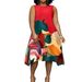 plus Size Women's Casual Fashion Color Block Print Dress round Neck Elegant Clothing_ecoleips.com