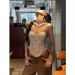 Pure Desire Retro Hottie Lace Fishbone Bra Suspender Vest With Chest Pad Elastic Back Folds Irregular Hem_ecoleips.com