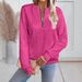 Women's Zip Neck Long Sleeve Casual Sweatshirt T-Shirt - Soft Polyester Blend, Relaxed Fit, Stylish Pullover For Fall & Winter_ecoleips.com