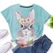 Women’S Clothing Short Sleeved Women's T Shirt Happy Easter Bunny Digital Printing_ecoleips.com