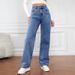 Women's Clothing High Waist Women's Jeans Light Color Washed Loose Wide Leg Large Size Straight Pants_ecoleips.com