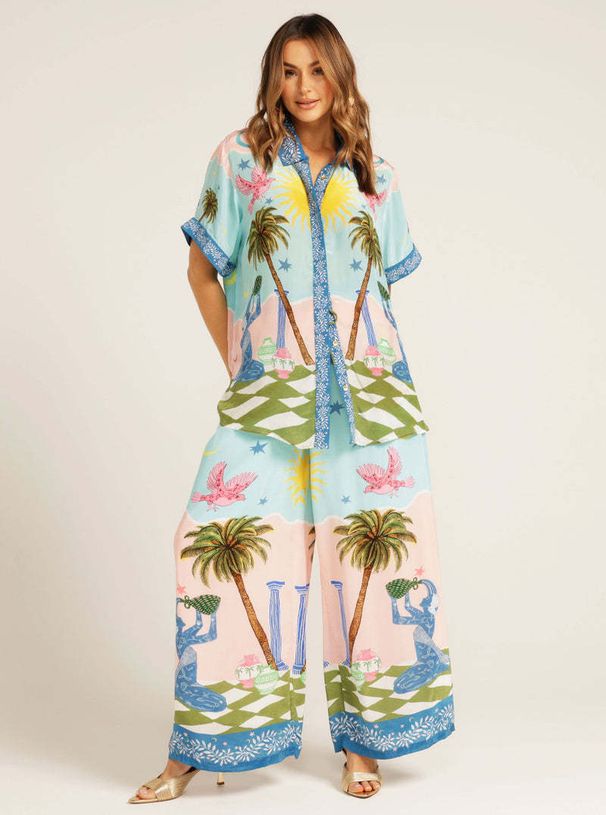 Women's Clothing Fashion Personality Print Short Sleeved Holiday Leisure Tether Suit_ecoleips.com