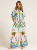 Women's Clothing Fashion Personality Print Short Sleeved Holiday Leisure Tether Suit_ecoleips.com