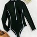 Long Sleeve One-Piece Swimsuit – High-Coverage Sporty Bikini For Women (Red/Black, S-XXL)_ecoleips.com