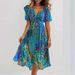 Women's Clothing Loose Casual V-Neck Floral Printed Dress Comfortable Hot Selling_ecoleips.com
