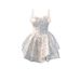 French White Floral Strap For Women Summer New Hot Girl Pure Desire Style Waist-Cinching Slimming Princess Puff Dress_ecoleips.com