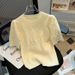 Women's Summer Round Neck Ice Silk Knitted Top Short Sleeve T-Shirt Loose Fit Elegant Trendy Short Casual Knitwear New Style_ecoleips.com