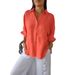 Women's Clothing Cotton And Linen Back Tie Design Shirt_ecoleips.com