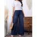 Women's Relaxed Wide-Leg Denim Jeans - Vintage Washed Dark Blue Casual Comfort Jeans (XS/S/M/L/XL)_ecoleips.com