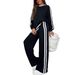 Women's Clothing Women's Striped Pant Sets Autumn/Winter Fashion Casual Long Sleeve Round Neck For Formal & Casual For Women_ecoleips.com