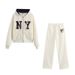 Women's Preppy Style Velvet Pant Set European American Fashion Sweatshirt And Trouser Combo New 2026_ecoleips.com
