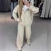 European American Cross-Border Sports Suit For Women, Autumn Winter Zipper Lazy Style Casual Hooded Sweatshirt With Full_ecoleips.com