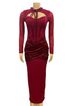 Women's Clothing New Half High Collar Lace Up Hollow Low Cut Sexy Hip Wrapped Long Sleeved Dress Evening Dress_ecoleips.com
